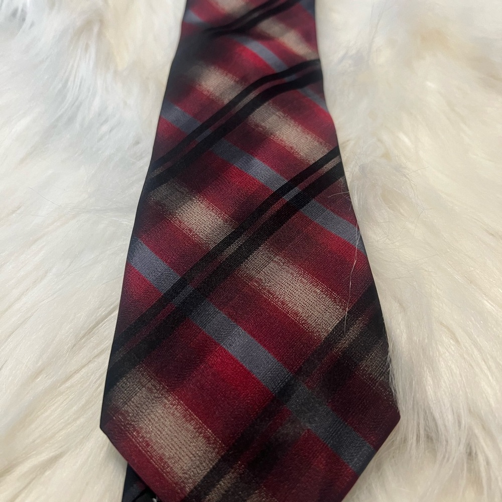 Axcess Red and Black Plaid Tie with Silk Sheen